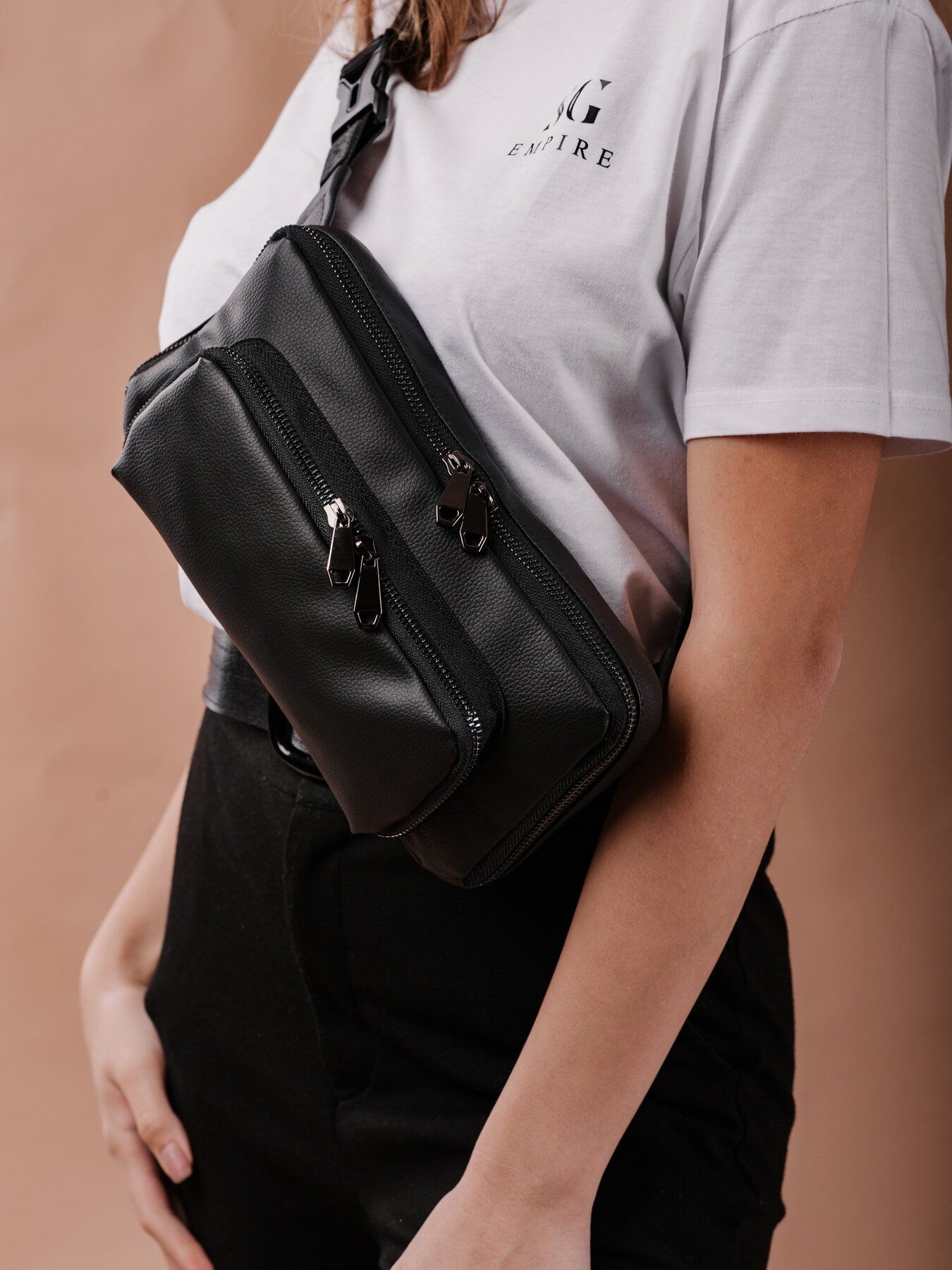 Женская сумка на пояс black Crazy SGEmpire - Фото 6